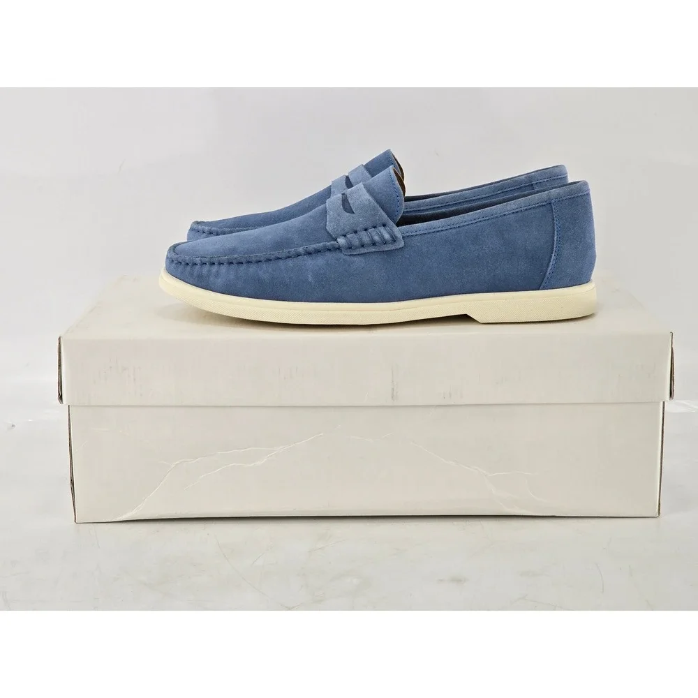Donald Pliner Clive02 Loafers Mens 7.5 Denim Blue Suede Slip On - Excellent